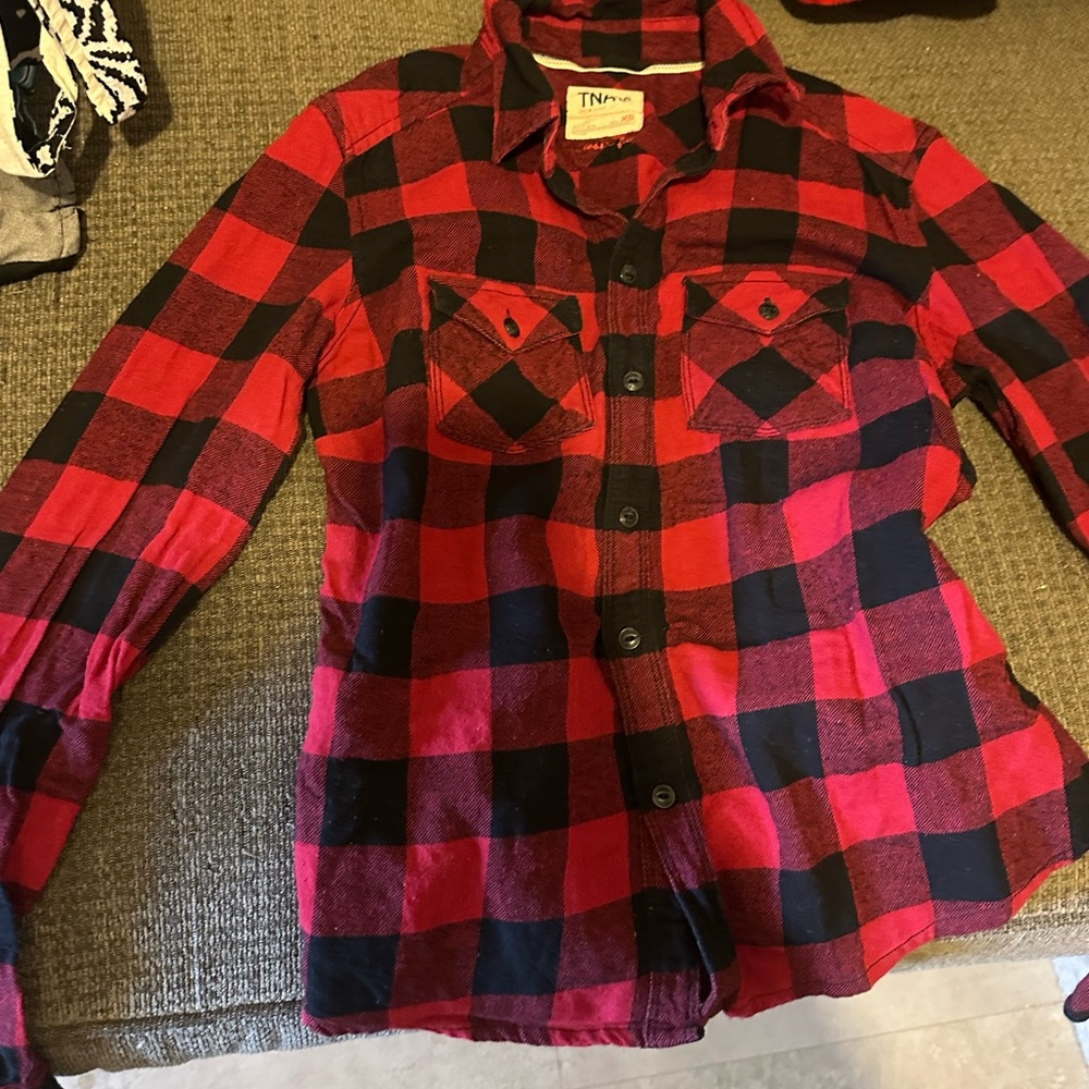 TNA Red and Black Plaid Button Down Shirt